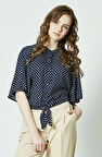 SORALLİNE KADUN YARASA KOL BLUZ 4188 LACİVERT PUANTİYELİ