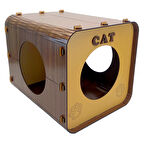 BTF-102 Kedi Evi ve Köpek Evi - 3mm Ahşap MDF - Portatif - Kare şekilli - Üç Girişli