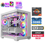 Xaser SovaX90 Ryzen 7 7800X3D 32GB DDR5 Ram 1TB M.2 NVMe SSD 16GB RX9070 XT Sıvı Soğutmalı Masaüstü Oyuncu Bilgisayarı