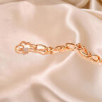 Çelik Kadın Bileklik, Şık Zarif Zincir, Gold Renk No:49