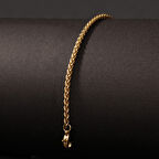 Çelik Erkek Bileklik, Gold Renk, İnce Örgü Zincir, No:36