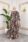Kadın Astarlı Şifon Desenli Elbise