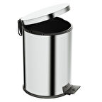 Aqua Bagno Basic Çöp Kovası - Pedallı 12 L, Parlak Krom Paslanmaz