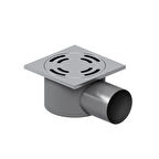 Aqua Bagno Basic 1.0 Yer Sifonu  10x10 cm. Metal Paslanmaz Kapaklı-304 ,50 lık, Yandan Çıkış