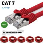 5 adet 25 Cm IRENIS CAT7 Kablo S/FTP Ethernet Network LAN Ağ Kablosu