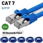 5 adet 25 Cm IRENIS CAT7 Kablo S/FTP Ethernet Network LAN Ağ Kablosu