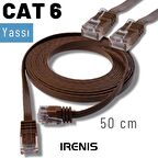 IRENIS 50 cm CAT6 Kablo Yassı Ethernet Network Lan Ağ İnternet Kablosu