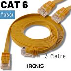 IRENIS 3 Metre CAT6 Kablo Yassı Ethernet Network Lan Ağ İnternet Kablosu