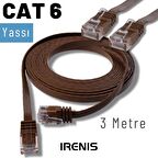 IRENIS 3 Metre CAT6 Kablo Yassı Ethernet Network Lan Ağ İnternet Kablosu