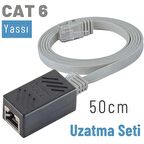 IRENIS 50 cm CAT6 Kablo Uzatma Seti, Yassı Ethernet Kablo ve Ekleyici