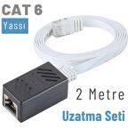 IRENIS 2 Metre CAT6 Kablo Uzatma Seti, Yassı Ethernet Kablo ve Ekleyici