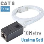 IRENIS 10 Metre CAT6 Kablo Uzatma Seti, Yassı Ethernet Kablo ve Ekleyici