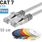 IRENIS 50 cm CAT7 Kablo Yassı FTP Ethernet Network LAN Ağ Kablosu 