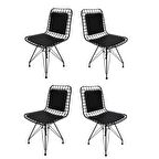 Knsz kafes tel sandalyesi 4 lü mazlum syhsyh sırt minderli ofis cafe bahçe mutfak