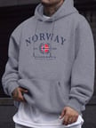 Norveç İskandinavya Bayrağı Yaratıcı Baskılar Kazaklar Unisex Kalınlaşmak Tüm Maç Kapüşonlu Ü