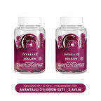 Çiğnenebilir Kolajen 2'li Set, Tip 1, Tip 3, Hyaluronik Asit, Vitamin B2, 120 Adet, 60 Günlük