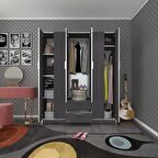 Kenzlife gardırop 6 kapılı çekmeceli begonvil150 gri kapaklı gardolap dolap