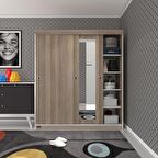 Kenzlife gardırop sürgülü kapaklı kapılı 160 papatya crd aynalı gardolap dolap