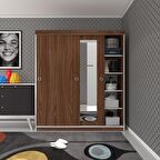 Kenzlife gardırop sürgülü kapaklı kapılı 160 papatya cvz aynalı gardolap dolap