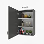 Kenzlife mutfak dolabı irem  060.060.32 gri  2 raflı kapaklı  ofis banyo kiler evrak kitaplık