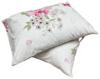 Clasy %100 Pamuk 2 Adet Yastık Kılıfı Çiçekli Beyaz