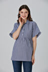 IŞŞIL B074-Mini Kare Emzirme Detay Hamile Pamuk Gömlek