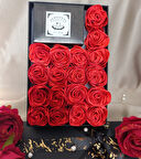 Kutuda Solmayan Güller 18 Adet Yapay Gül Kırmızı Aksesuar Hediyelik Kutulu Siyah Kutu Gül Kutusu
