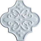 Armada Çini 12x12 Ottoman Çiçekli Arabesk Beyaz Çini