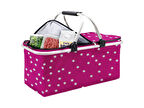 Kulplu katlanır Alüminyum Çerçeveli Termo Çanta Puantiyeli Pembe 