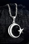 Erkek Gümüş Kolye - Ay Yıldız Motifli Kral Zincirli Erkek Kolye