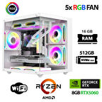 Xaser Eco X250 Ryzen 5 5600 16GB Ram 512GB M.2 NVMe SSD 8GB RTX5060 Oyuncu Masaüstü Bilgisayarı