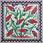 Armada Çini 20x20 Cm ED 304 Kobalt Lalezar El dekoru Çini Pano