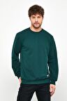 Metalic Erkek Koyu Yeşil Basic Bisiklet Yaka Sweatshirt 