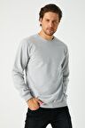 Metalic Erkek Gri Basic Bisiklet Yaka Sweatshirt 
