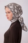 Tivil Saf İpek Eşarp IST 4328 - 84 Beyaz Siyah Batik Desen