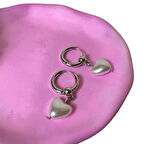 Uretti - Melik 9215 0421 İnci Kalpli Model Çelik Halka Küpe