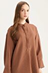 DeFacto Relax Fit Hakim Yaka Basic Düz Uzun Kollu Tesettür Gömlek Tunik E1757AX25SPBN519