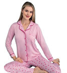 Giulietta Notte Uzun Kol Düğmeli Kadın Pijama Takımı Ev Giyim Hediyelik