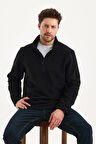 Erkek Polar  Standart Fit Dik Yaka Yarım Fermuarlı Polar Soğuk Geçirmez
