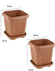 2 adet 25 Litre Plastik Kare Büyük Boy Bahçe Balkon Salon Çiçek Yada Ağaç Saksı 36*36*34 cm Tabaklı