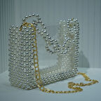  Özel Tasarım El Yapımı Şeffaf inci Çanta zincirli 