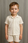 Erkek Çocuk Yazlık Takım 3-10 Yaş – Şortlu Gömlek Set | Börümcük Kumaş Alt Üst İkili Takım