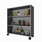 Kenzlife kitaplık beril 088*090*020 gri tekerlekli mutfak dolabı banyo ofis ayakkabılık kiler