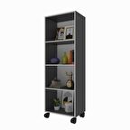 Kenzlife kitaplık beril 128*060*020 gri tekerlekli mutfak dolabı banyo ofis ayakkabılık kiler