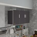 Kenzlife hazır mutfak canna32 gri 060*120*32 mutfak banyo dolabı kapaklı raflı