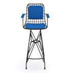 Knsz kafes tel bar sandalyesi 1 li zengin syhmvi kolçaklı sırt minderli 75 cm oturma yüksekliği ofis cafe bahçe mutfak