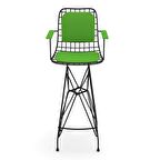 Knsz kafes tel bar sandalyesi 1 li zengin syhyşl kolçaklı sırt minderli 75 cm oturma yüksekliği ofis cafe bahçe mutfak