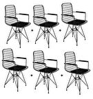 Knsz kafes tel sandalyesi 6 lı mazlum syhsyh kolçaklı ofis cafe bahçe mutfak