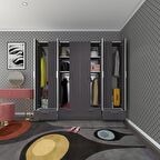 Kenzlife gardırop 8 kapılı 4 çekmeceli zambak 182*200*42 gri kapaklı gardolap dolap