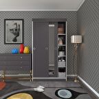 Kenzlife gardırop sürgülü kapaklı kapılı 100 papatya gri aynalı gardolap dolap